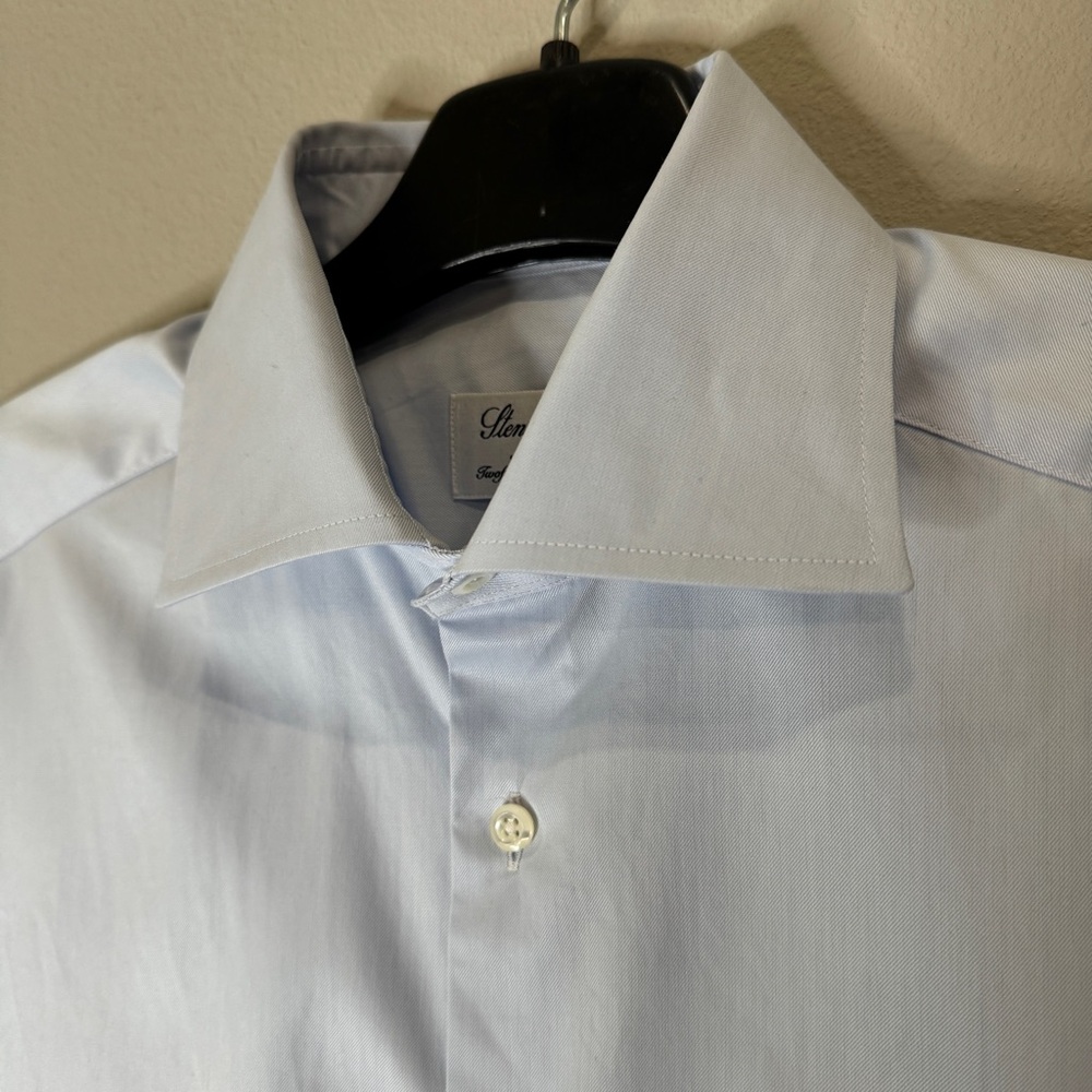 Stenströms Slimline Light Blue Twill Shirt Men’s 15 38 - Picture 3 of 9